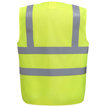 Yellow - Back - Yoko Mens Hi-vis Flame-retardant Anti-static Waistcoat