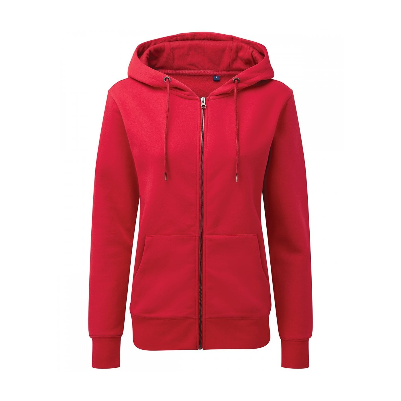 Cherry Red - Front - Asquith & Fox Womens-Ladies Zip-Through Organic Hoodie
