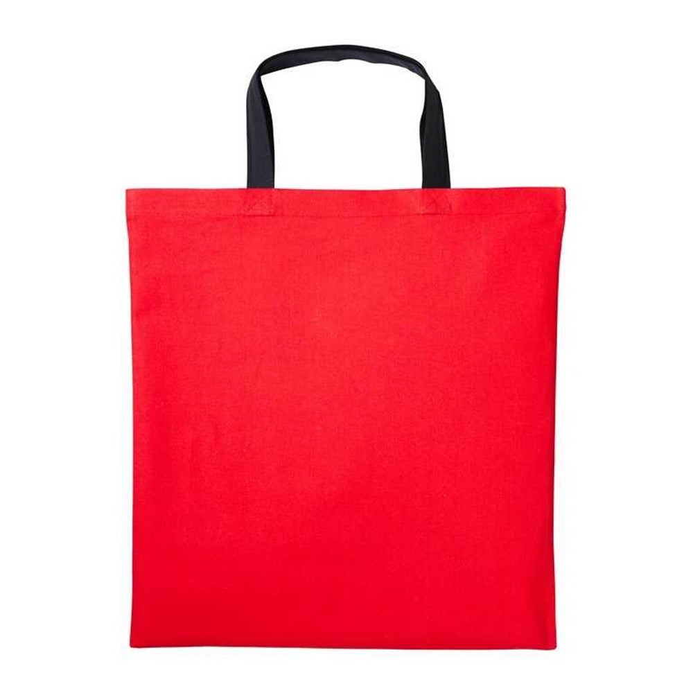 Fire Red-Black - Front - Nutshell Varsity Cotton Shopper Short Handle Tote