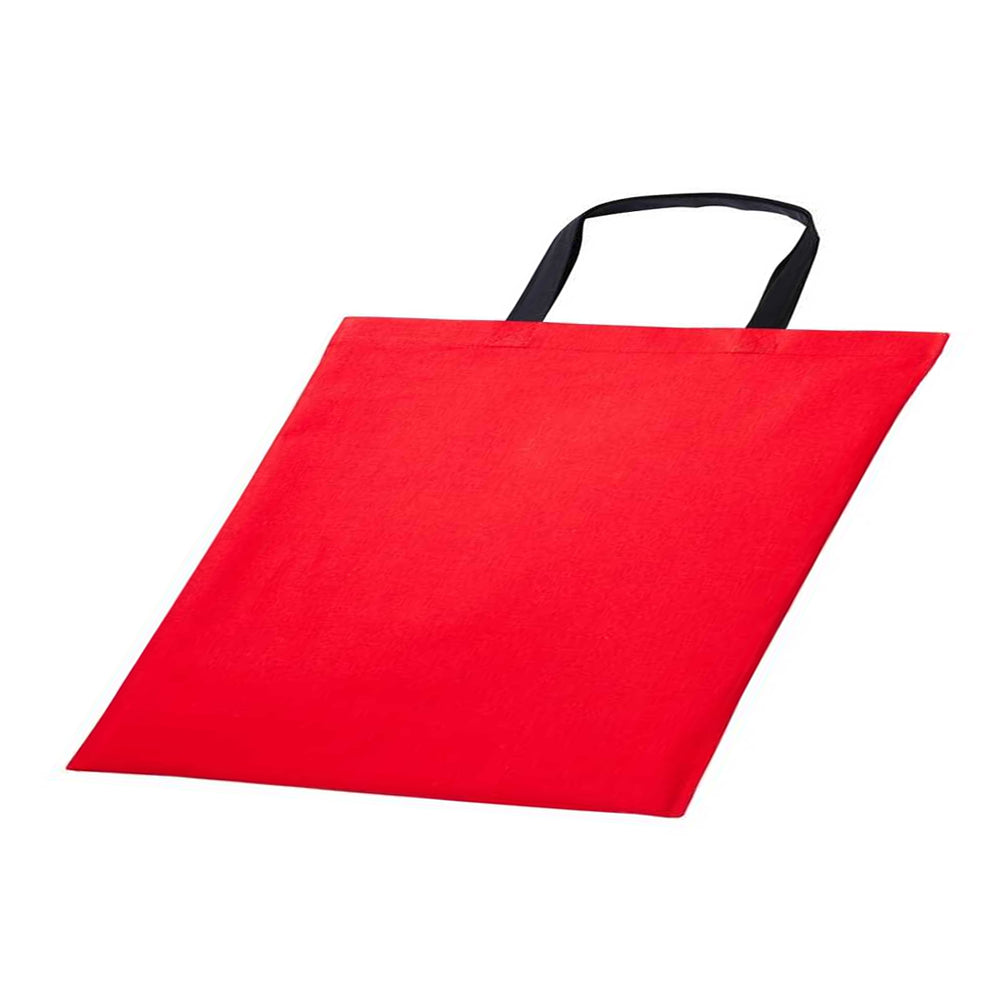 Fire Red-Black - Back - Nutshell Varsity Cotton Shopper Short Handle Tote