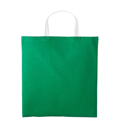 Kelly Green-White - Front - Nutshell Varsity Cotton Shopper Short Handle Tote