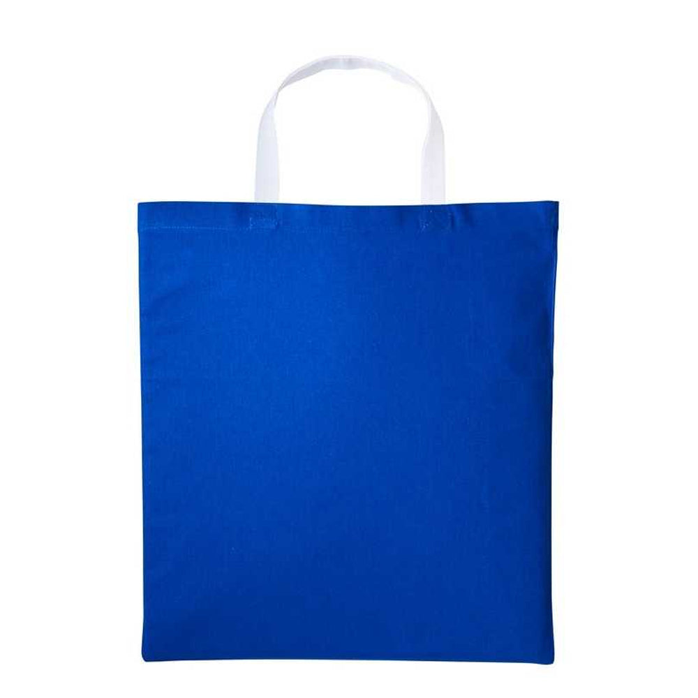 Royal-White - Front - Nutshell Varsity Cotton Shopper Short Handle Tote