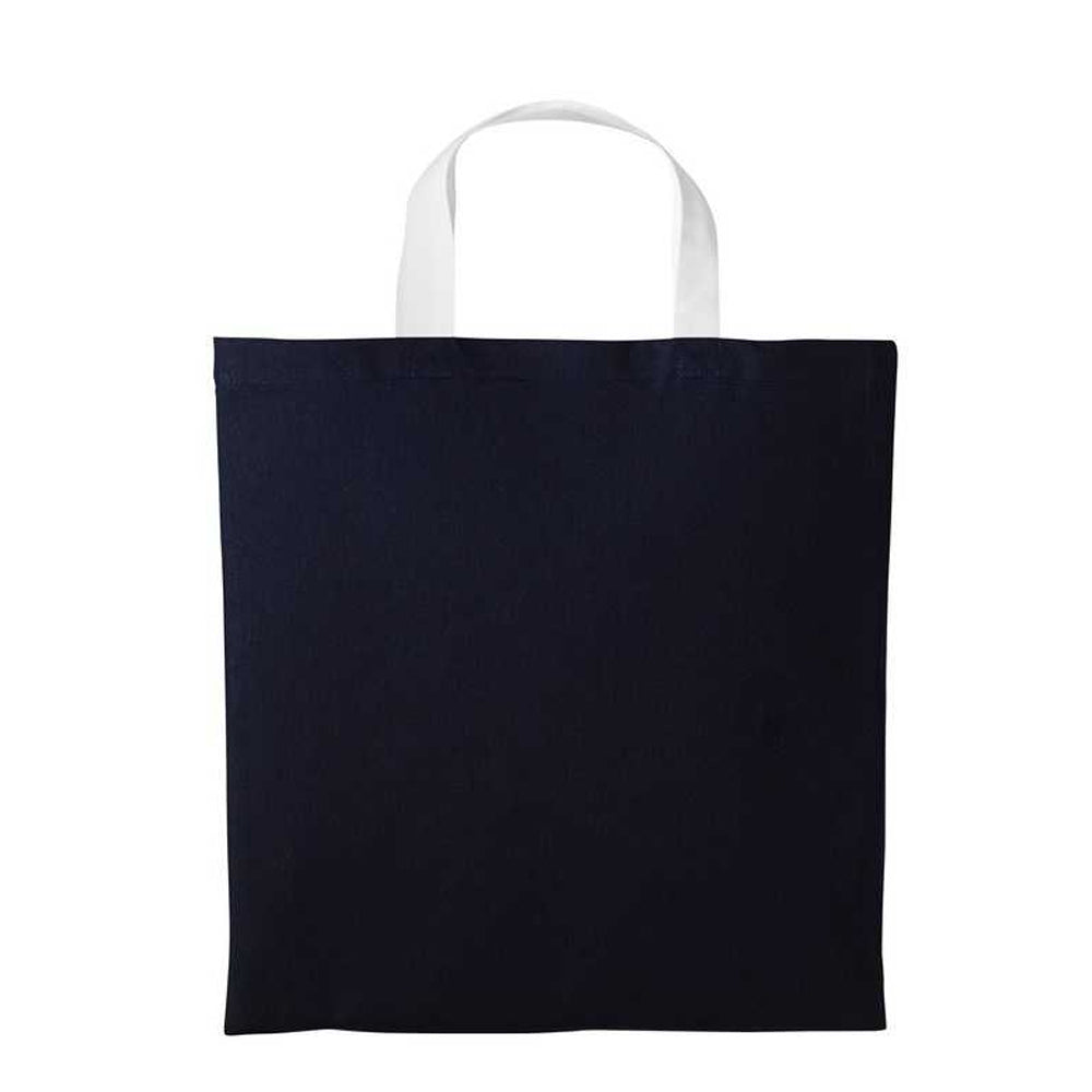 Oxford Navy-White - Front - Nutshell Varsity Cotton Shopper Short Handle Tote