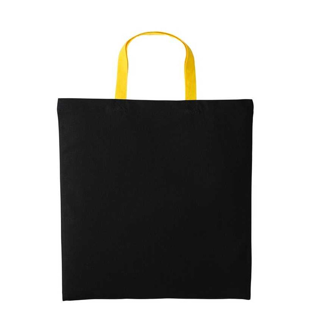 Black-Sunflower - Front - Nutshell Varsity Cotton Shopper Short Handle Tote