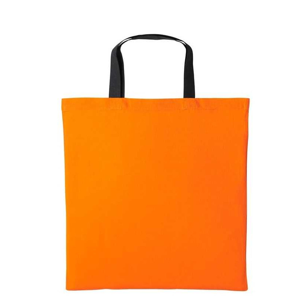 Orange-Black - Front - Nutshell Varsity Cotton Shopper Short Handle Tote