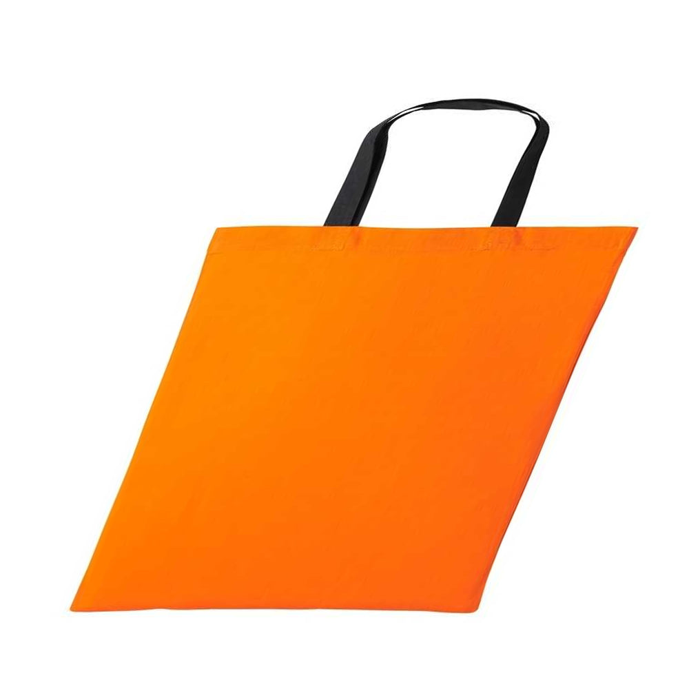 Orange-Black - Back - Nutshell Varsity Cotton Shopper Short Handle Tote