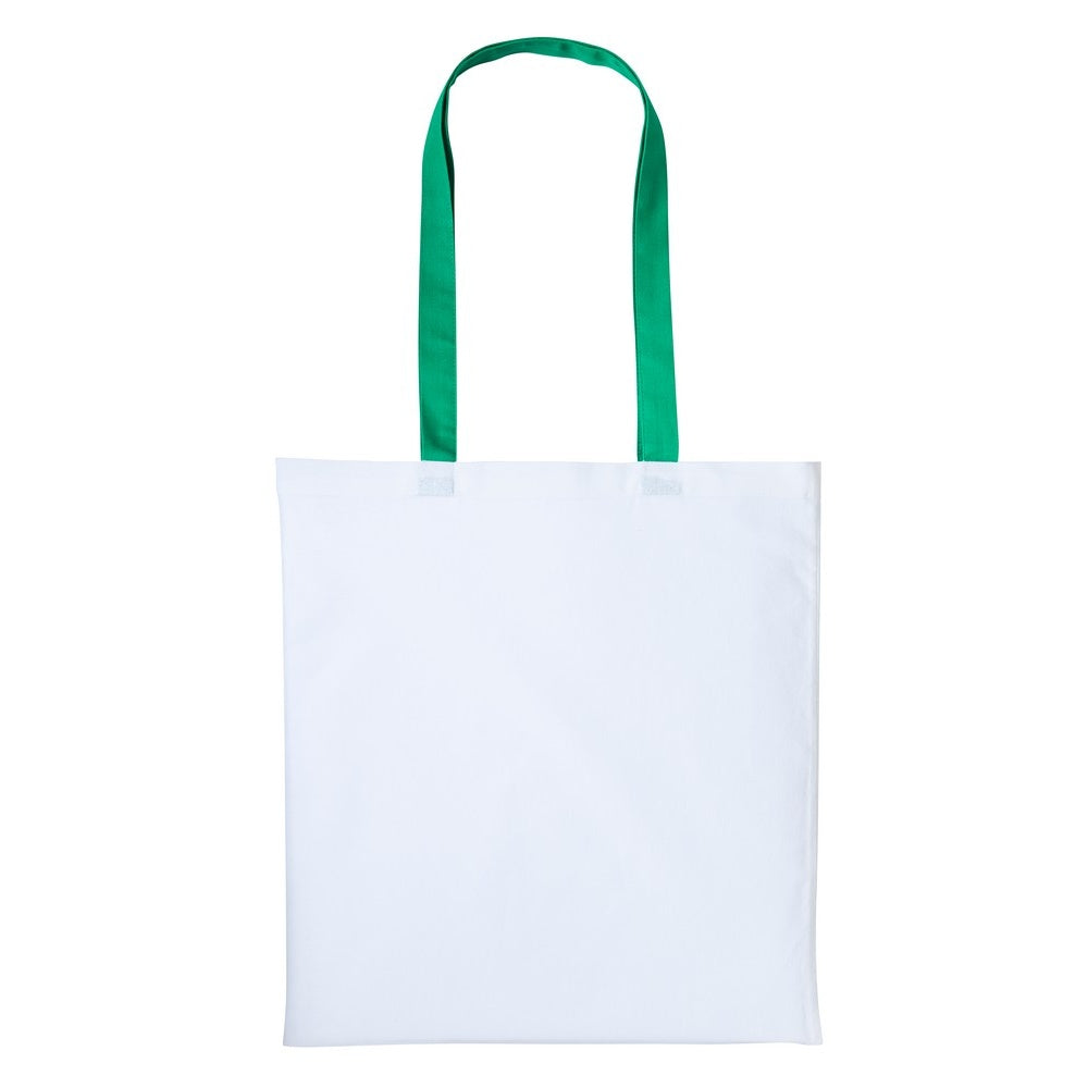 White-Kelly Green - Front - Nutshell Varsity Cotton Shopper Long Handle Tote