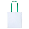 White-Kelly Green - Front - Nutshell Varsity Cotton Shopper Long Handle Tote