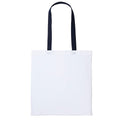 White-Oxford Navy - Front - Nutshell Varsity Cotton Shopper Long Handle Tote
