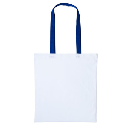 White-Royal - Front - Nutshell Varsity Cotton Shopper Long Handle Tote