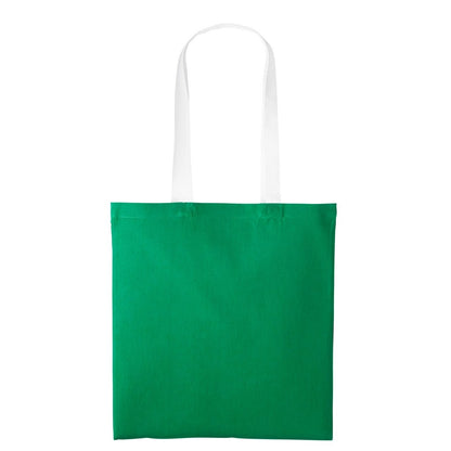Kelly Green-White - Front - Nutshell Varsity Cotton Shopper Long Handle Tote