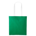 Kelly Green-White - Front - Nutshell Varsity Cotton Shopper Long Handle Tote