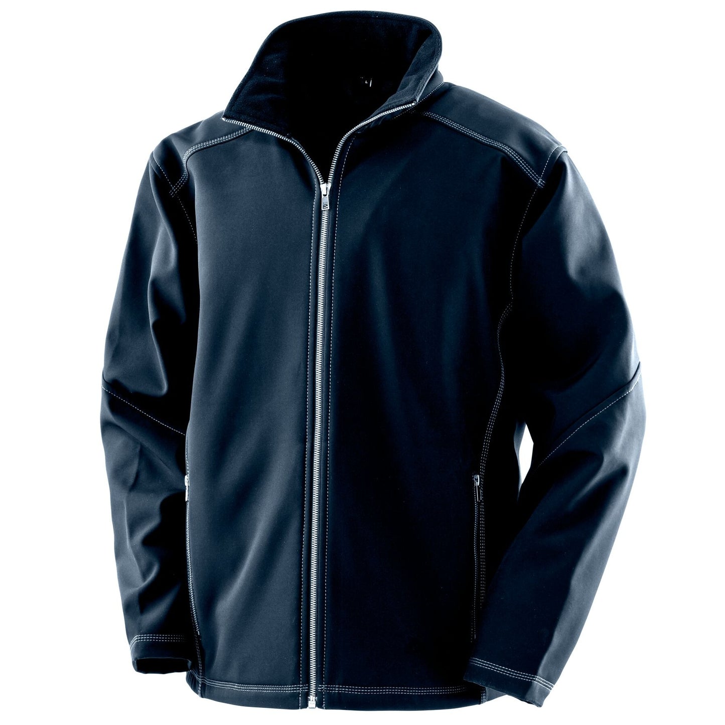 Navy - Front - Result Work Guard Mens Treble Stitch Softshell Jacket