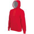 Red - Front - Kariban Mens Heavy Contrast Hooded Sweatshirt - Hoodie