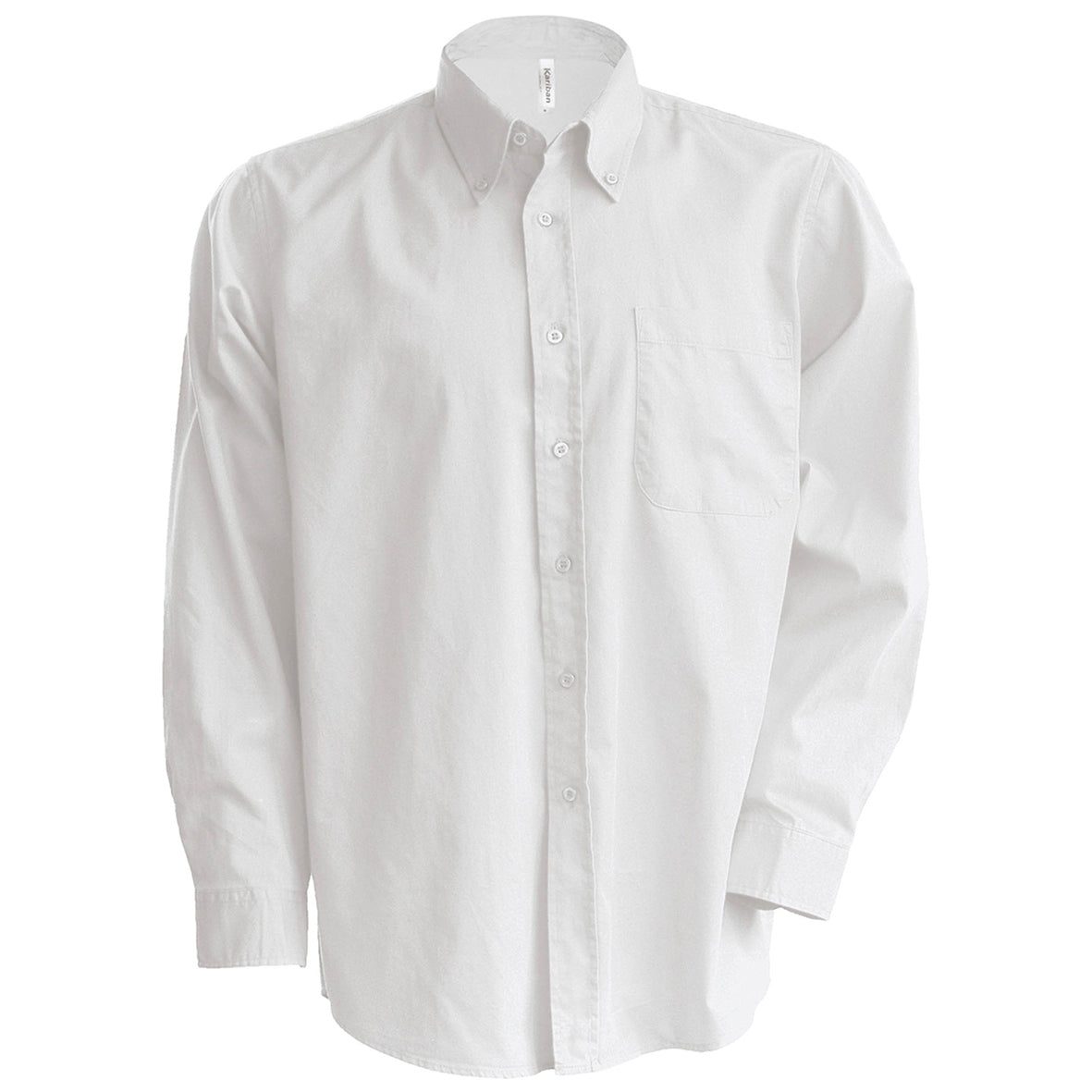 White - Front - Kariban Mens Long Sleeve Easy Care Oxford Shirt