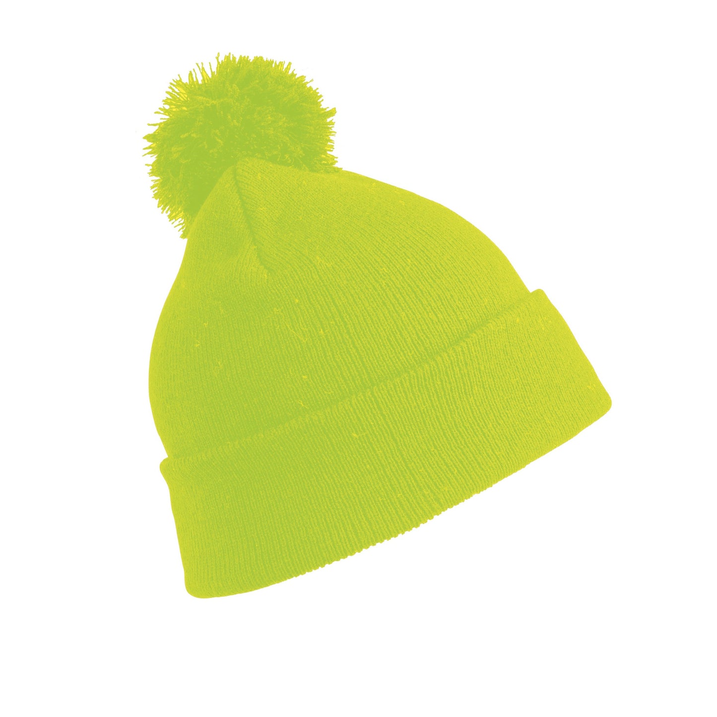 Flo Yellow - Front - Result Winter Essentials Mens Pom Pom Beanie