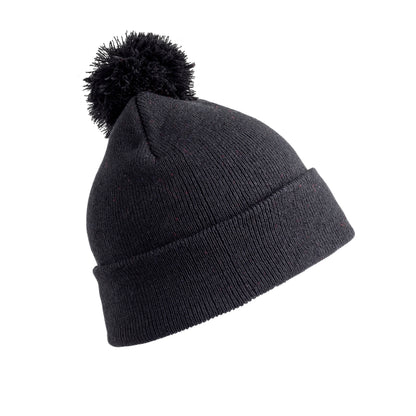 Black - Front - Result Winter Essentials Mens Pom Pom Beanie