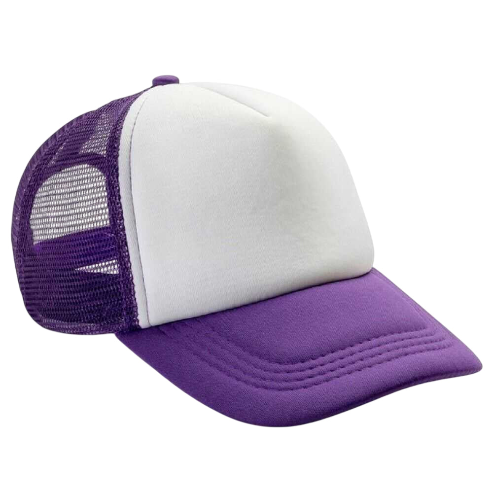 Purple-White - Front - Result Headwear Mens Core Detroit 1-2 Mesh Truckers Cap