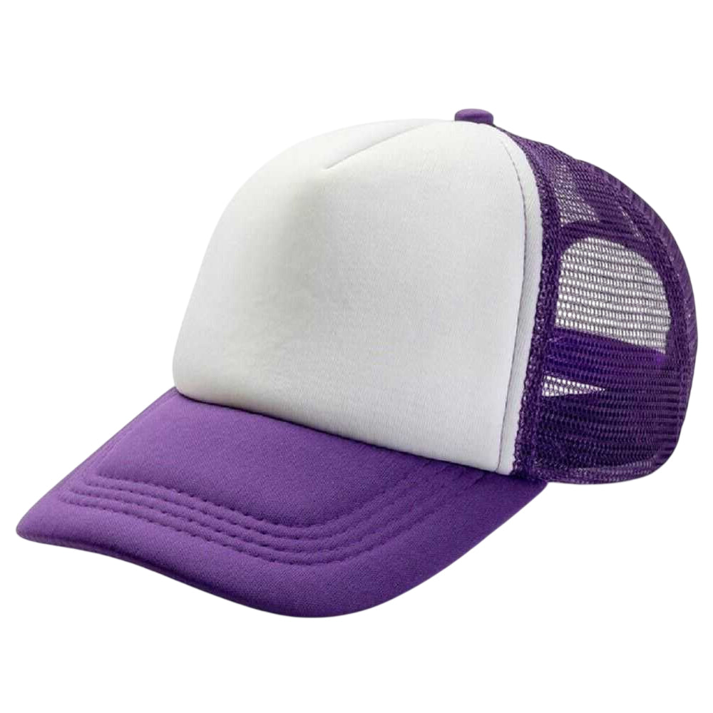 Purple-White - Back - Result Headwear Mens Core Detroit 1-2 Mesh Truckers Cap