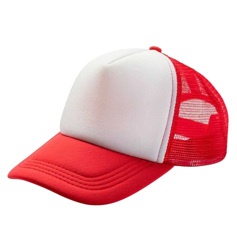 Red-White - Back - Result Headwear Mens Core Detroit 1-2 Mesh Truckers Cap