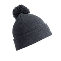 Grey - Front - Result Winter Essentials Junior Pom Pom Beanie