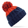 Oxford Navy-Fire Red - Front - Beechfield Unisex Adults Apres Cuffed Beanie