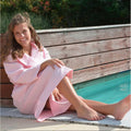 Light Pink - Back - A&R Towels Womens-Ladies Waffle Hooded Bathrobe