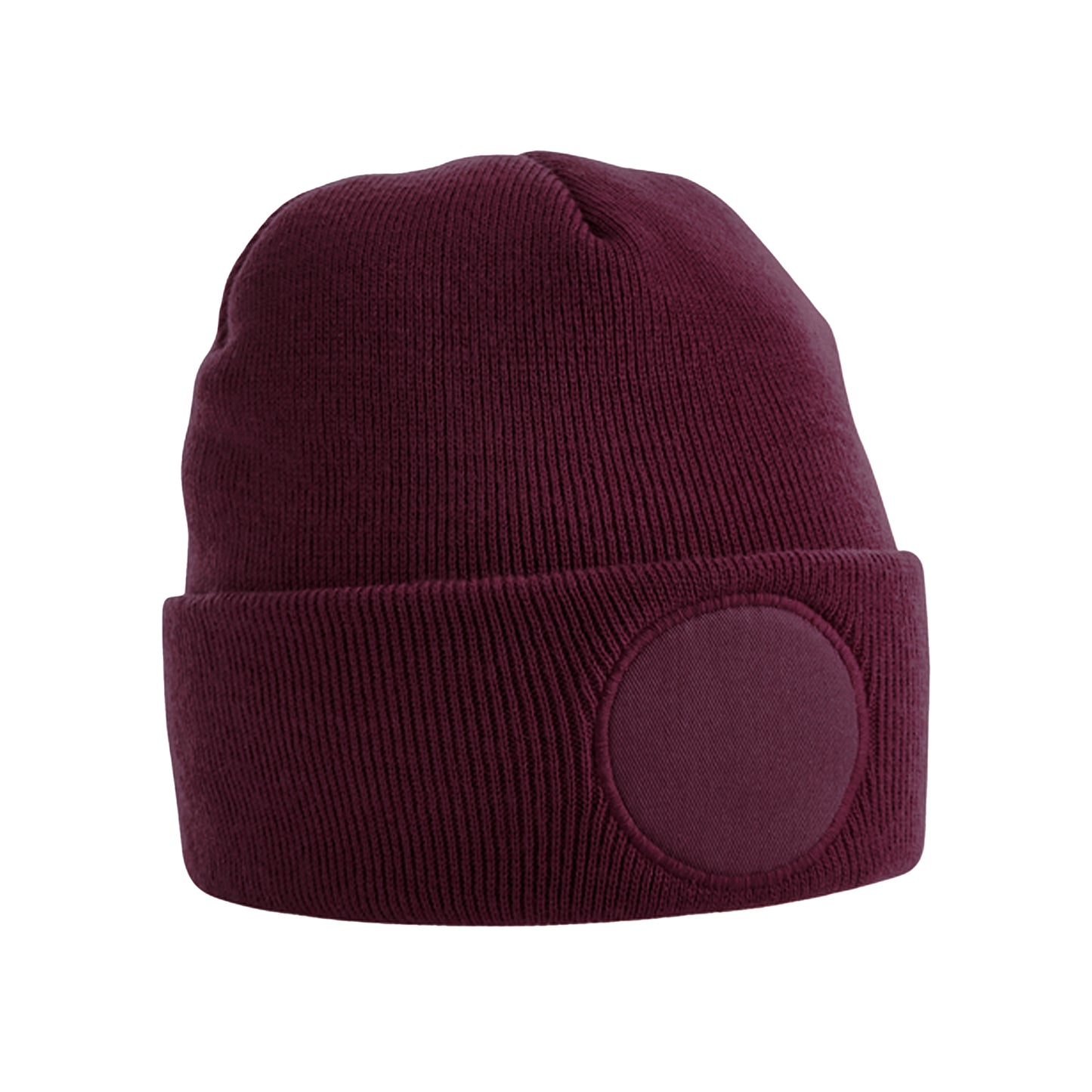 Burgundy - Front - Beechfield Unisex Circular Patch Cuffed Beanie