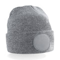 Heather Grey - Front - Beechfield Unisex Circular Patch Cuffed Beanie