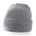 Heather Grey - Back - Beechfield Unisex Circular Patch Cuffed Beanie