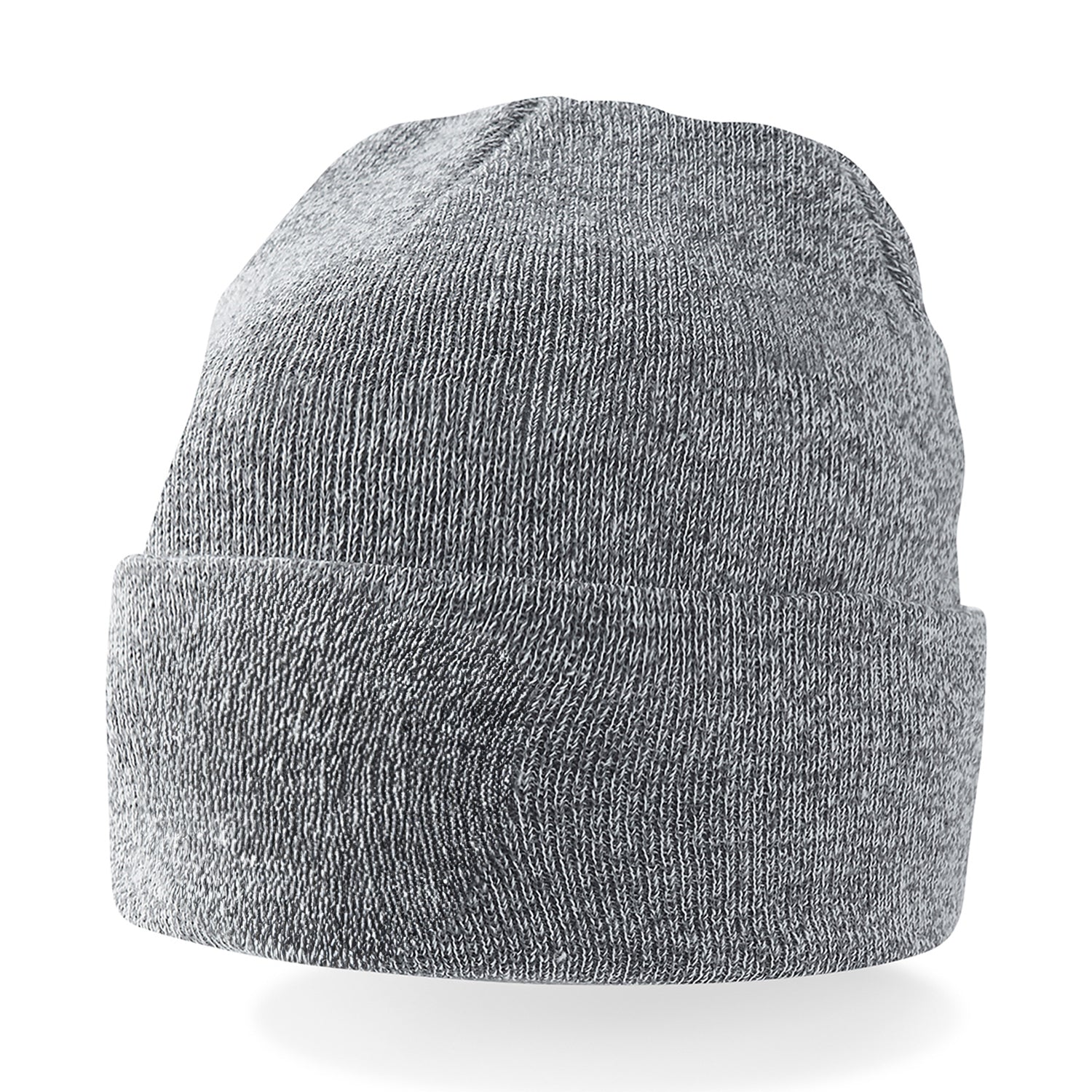 Heather Grey - Back - Beechfield Unisex Circular Patch Cuffed Beanie