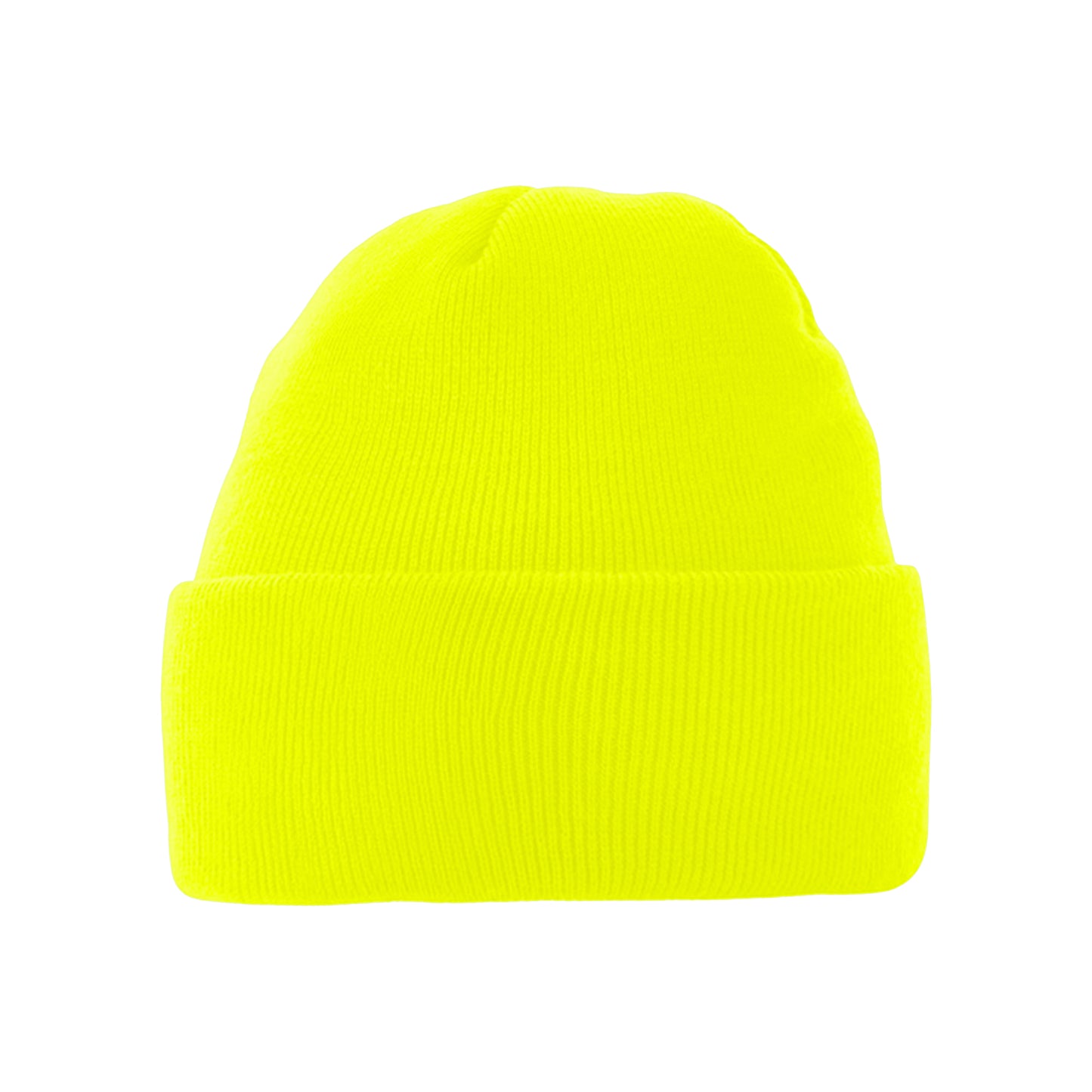 Fluorescent Yellow - Back - Beechfield Unisex Circular Patch Cuffed Beanie