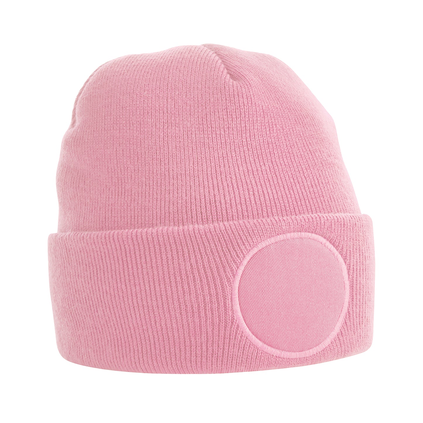 Dusky Pink - Front - Beechfield Unisex Circular Patch Cuffed Beanie