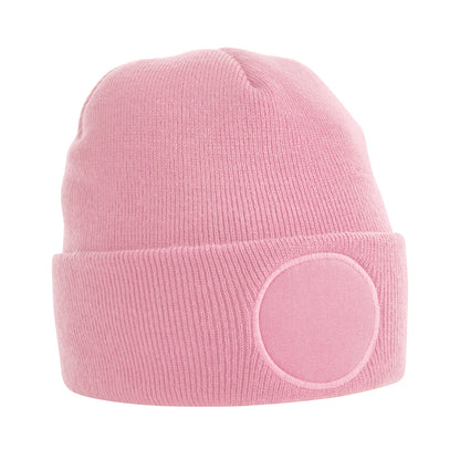Dusky Pink - Front - Beechfield Unisex Circular Patch Cuffed Beanie