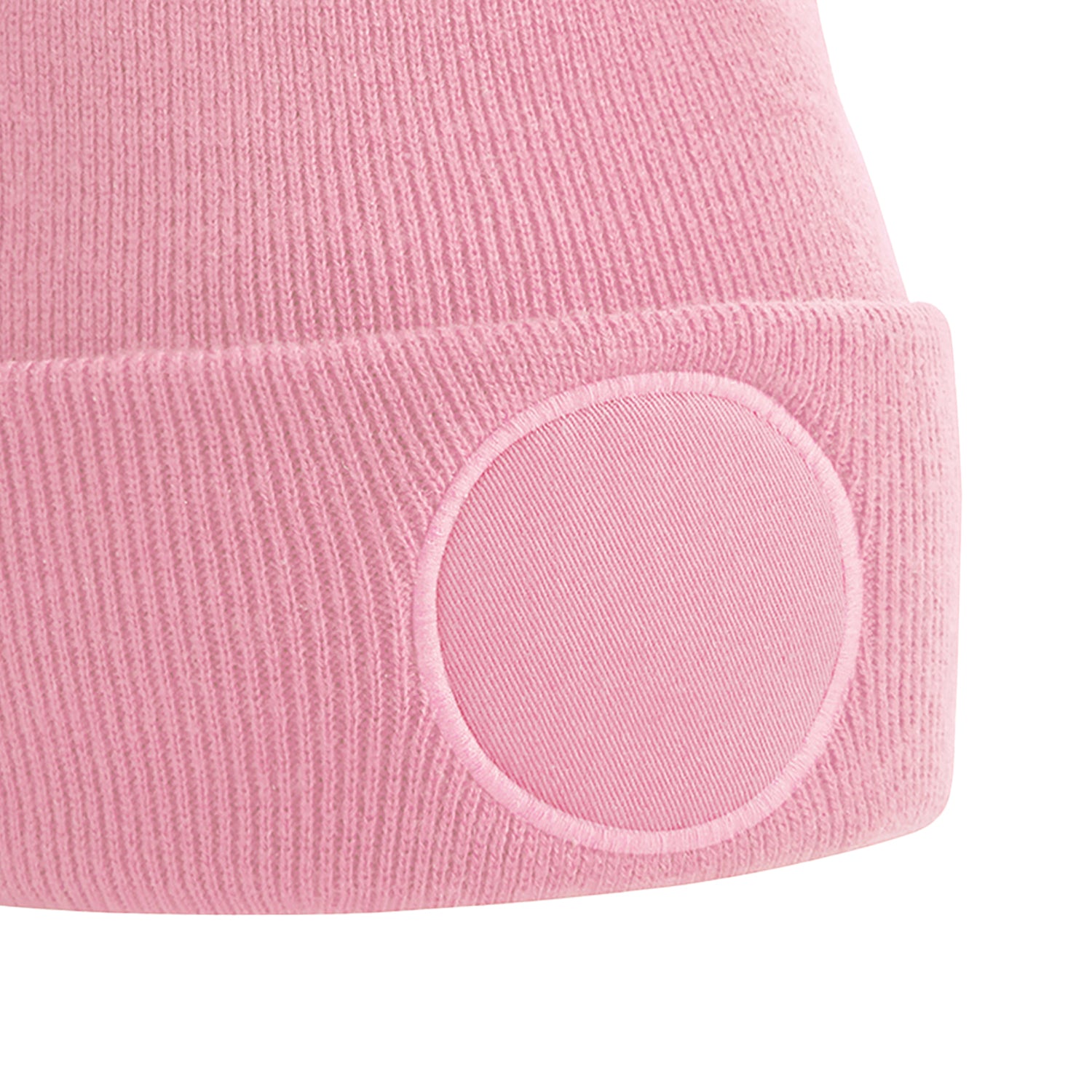 Dusky Pink - Back - Beechfield Unisex Circular Patch Cuffed Beanie