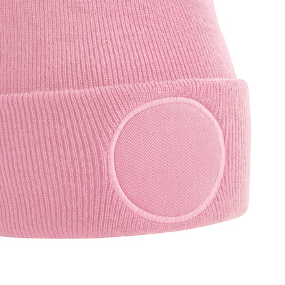 Dusky Pink - Back - Beechfield Unisex Circular Patch Cuffed Beanie