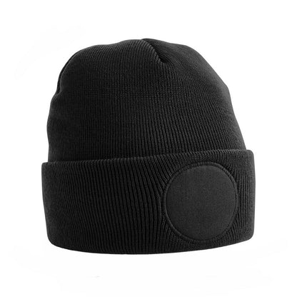 Black - Front - Beechfield Unisex Circular Patch Cuffed Beanie
