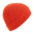 Fire Red - Front - Beechfield Unisex Engineered Knit Ribbed Beanie
