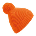 Orange - Front - Beechfield Unisex Engineered Knit Ribbed Pom Pom Beanie