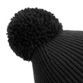 Black - Side - Beechfield Unisex Engineered Knit Ribbed Pom Pom Beanie