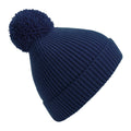 Oxford Navy - Front - Beechfield Unisex Engineered Knit Ribbed Pom Pom Beanie