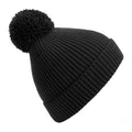 Black - Front - Beechfield Unisex Engineered Knit Ribbed Pom Pom Beanie