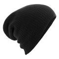 Black - Front - Beechfield Unisex Heavy Gauge Slouch Beanie