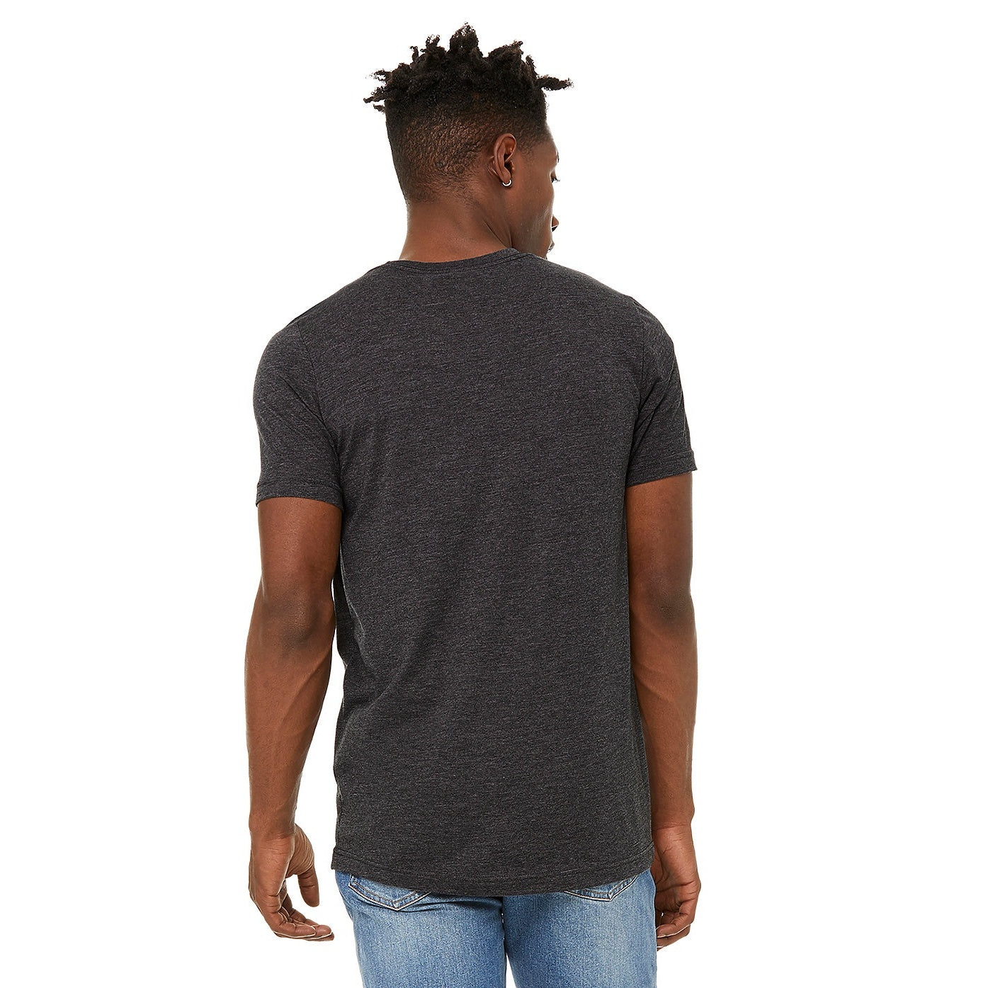 Dark Grey Heather - Side - Bella + Canvas Unisex Sueded Tee
