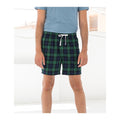 Navy-Green Check - Back - Skinni Fit Mens Tartan Lounge Shorts