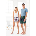 Navy-Green Check - Side - Skinni Fit Mens Tartan Lounge Shorts