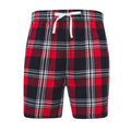 Red-Navy Check - Front - Skinni Fit Mens Tartan Lounge Shorts