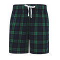 Navy-Green Check - Front - Skinni Fit Mens Tartan Lounge Shorts