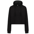 Black - Front - SF Womens-Ladies Cropped Slounge Hoody