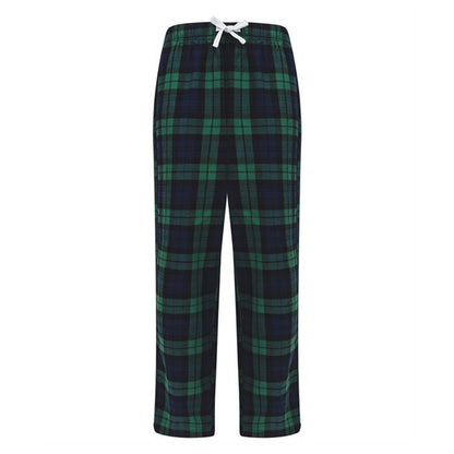 Navy-Green Check - Front - SF Minni Childrens-Kids Tartan Lounge Pants